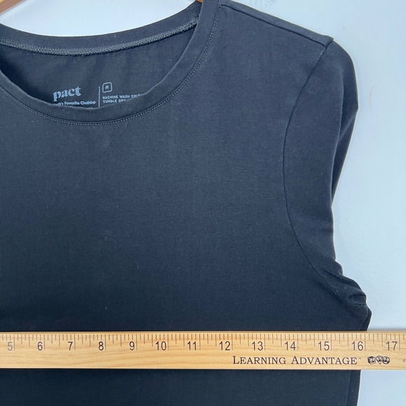 Pact Black Organic Cotton Long Sleeve Crew Neck T Shirt Women Size Medium - Picture 4 of 6